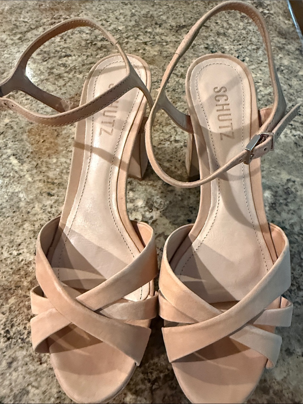 SCHUTZ Blush Strappy Block Heel Sandals